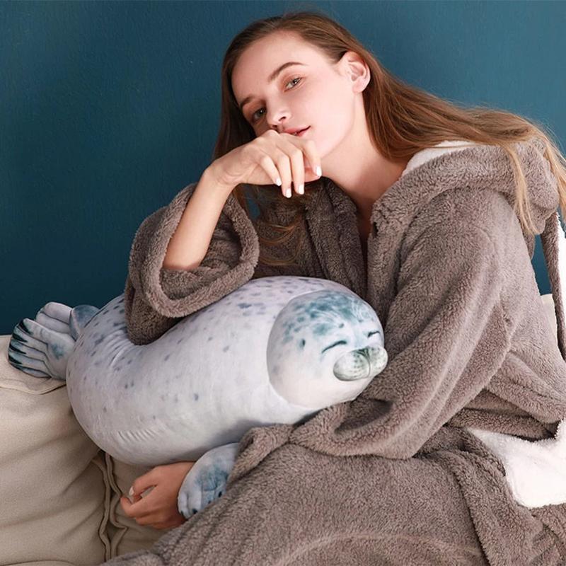 Fluffy Plush Seal Pillow